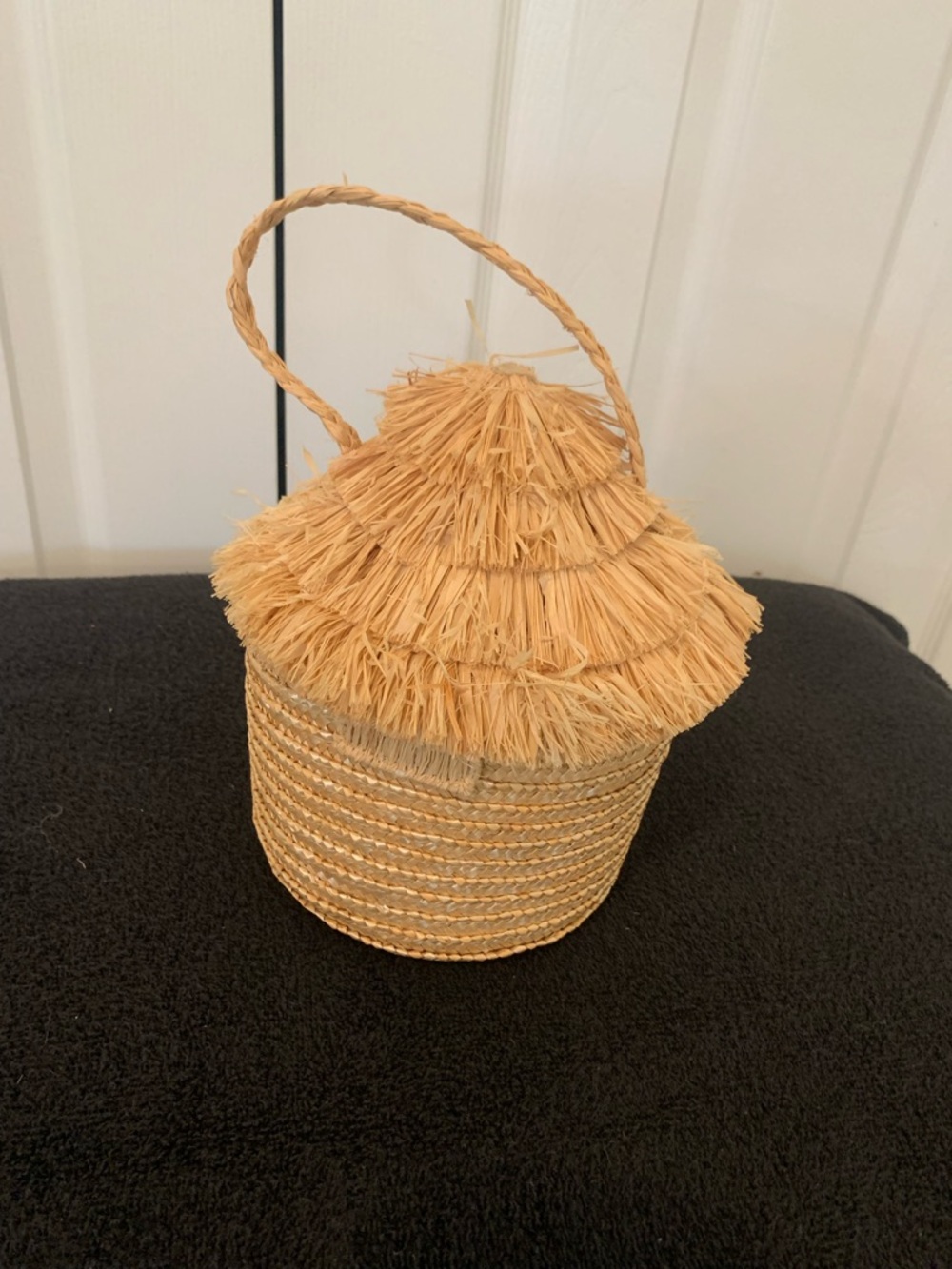 Capelli of New York Natural Straw Round Tassel Top Handbag